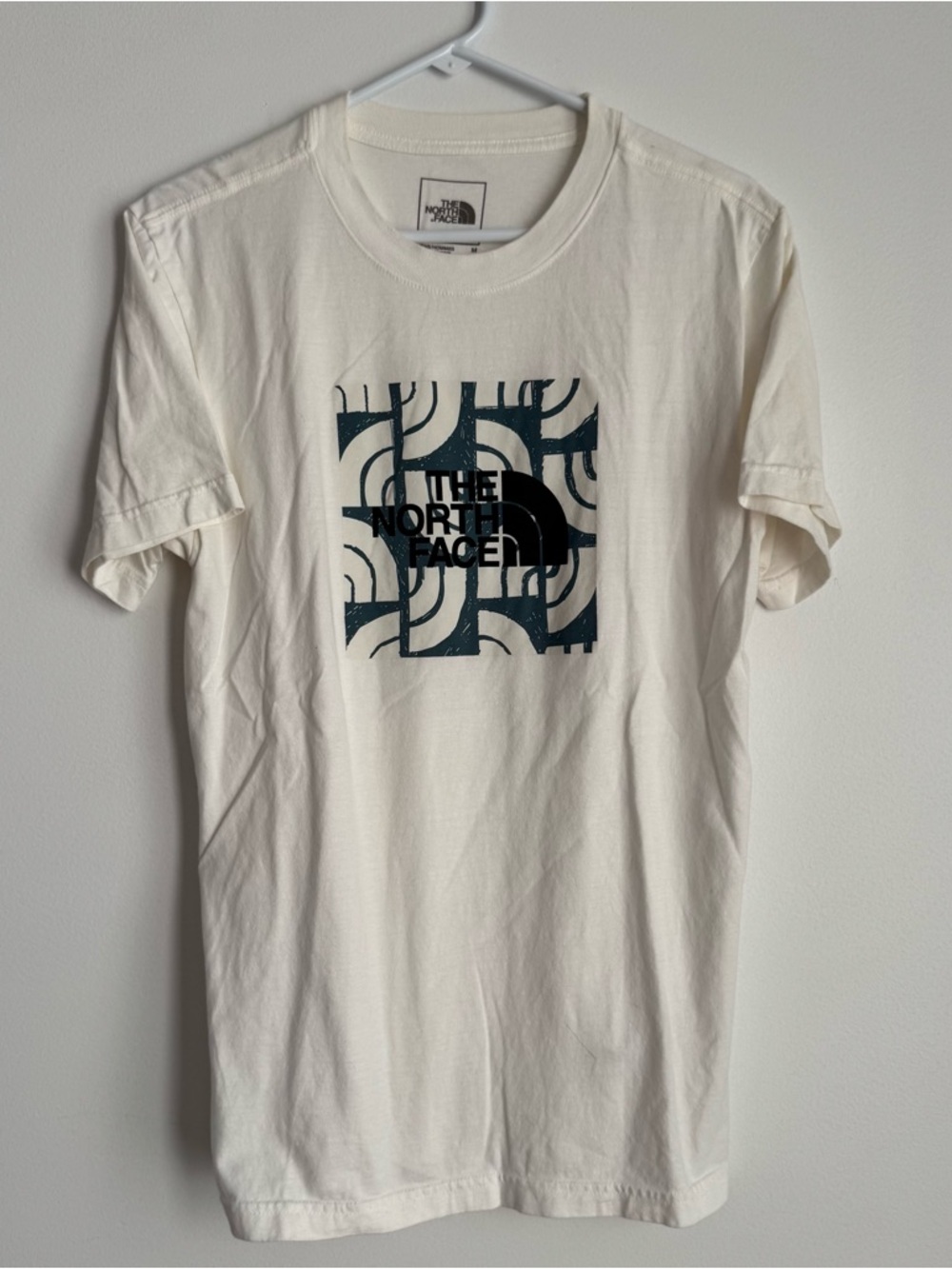 The North Face Cream Short-Sleeve Tee with Navy Graphic
